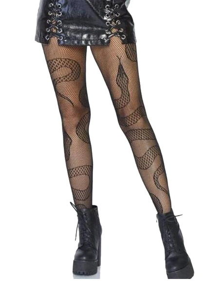 Snake Print Fish Net Stockings