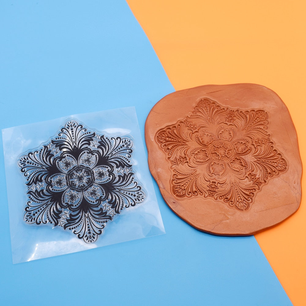 9cm Mandala Pottery Polymer Clay Texture Sheets Embossing Stamp