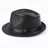 Genuine Leather Cowhide Short Brim Black/Brown Hat