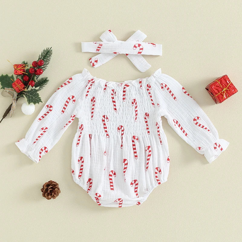 Valentines Day Easter St Patricks Christmas Baby Girls Heart Print Romper with Headband