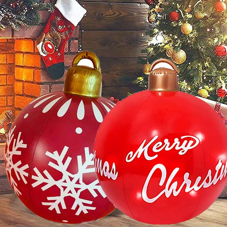 60cm Outdoor Christmas Inflatable Baubles PVC Giant Xmas Balls Decorations Toy Ball