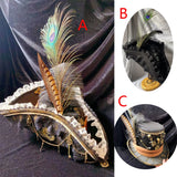 Pirate Hats Vintage Skull Feather Triangle Hats Halloween CosPlay Pirate Top Hat