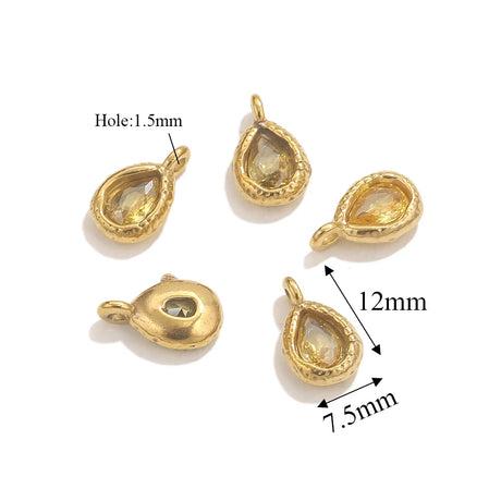 5pcs Stainless Steel Drop Crystal Charms For Jewellery Making DIY Earrings Bracelet