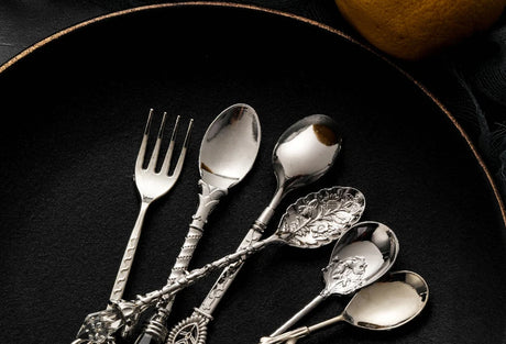 6pcs Vintage Spoons Fork Royal Style Gold Carved Coffee Tea Spoon Dessert Fork Cutlery Set