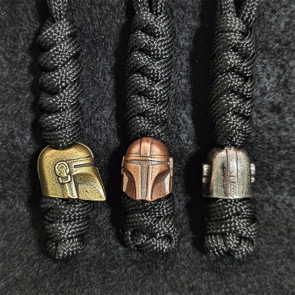 Brass Spartan Warrior Helmet Paracord Beads Lanyard Dreadlock Beard Bead