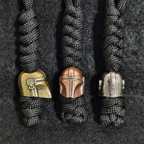 Brass Spartan Warrior Helmet Paracord Beads Lanyard Dreadlock Beard Bead