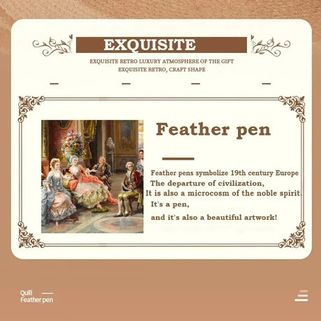 Golden Feather Quill Pens Set Dip Fountain Pens Ink Stationery Writing Gift Box Sets