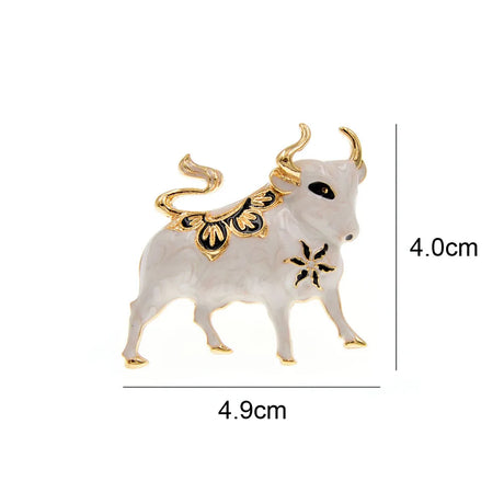 Enamel Bull Brooch