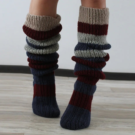 Striped Knitted Wool Long Socks
