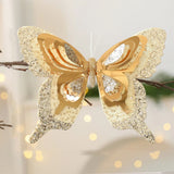 Glitter Christmas Butterfly Ornaments with Clips