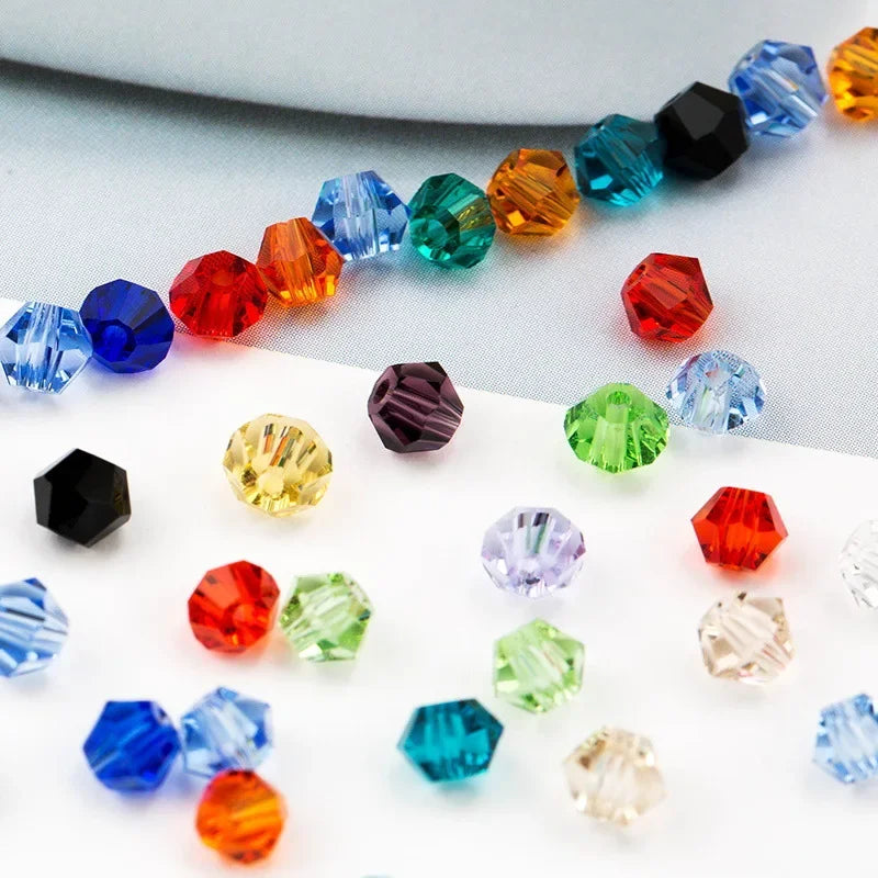 3/4/6mm Rainbow Austria Bicone Crystal Beads AB Colour Faceted Glass Beads for DIY Jewellery Making