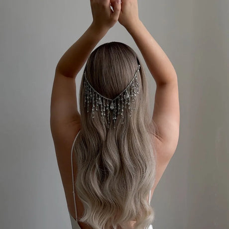 Cascading Waterfall Design Sparkling Bridal Hair Accessory