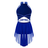 Girls Dance Performance Rhinestone Fringed Dress Figure Ice Skating Dancewear