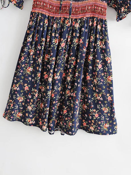 Anahita Bohemian Floral Shirred Dress