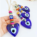 Protection Charm Turkish Evil Eye Hamsa Glass Heart Shape Wall Hanging Keychain