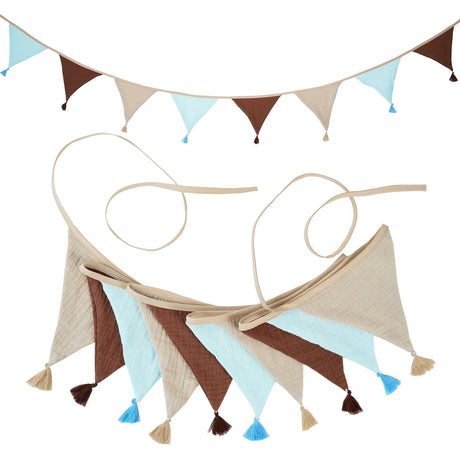 Children's Bunting 10 Triangle Flags with Tassles Party Decor Carnival Banner Garland 2.6M/8.5FT