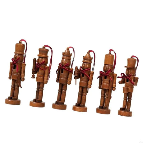 Set of 6 Wooden Nutcracker Christmas Tree Hanging Ornaments