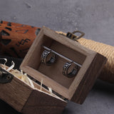 Viking Rune Huggie Hoop Earrings for Men Stainless Steel with Wooden Box