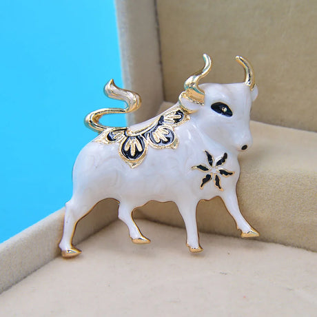 Enamel Bull Brooch