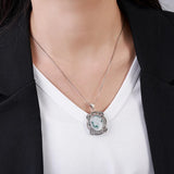 Kindred Spirit S925 Sterling Silver Pendants Blue Agate Portrait Jewelry