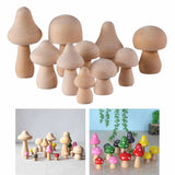 Ten Unfinished Wooden Mushrooms DIY Craft Paint