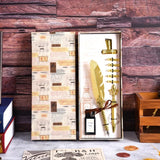 Golden Feather Quill Pens Set Dip Fountain Pens Ink Stationery Writing Gift Box Sets