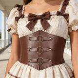 Dark Gothic PU Wide Waistband Steampunk Waist Cinch Underbust Corset