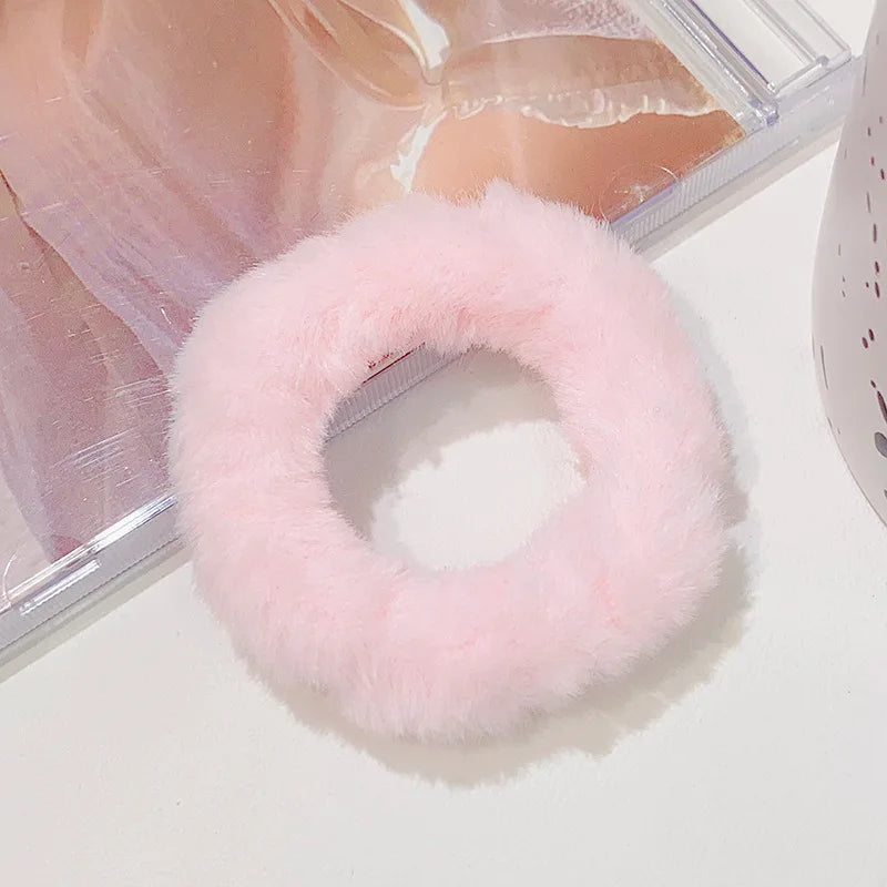 Dopamine Colour Fluffy Scrunchie Hair Bands Ponytail Holder Hair Accessories