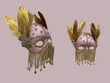 Masquerade Pink Face Mask with Feathers Party Props Fancy Dress