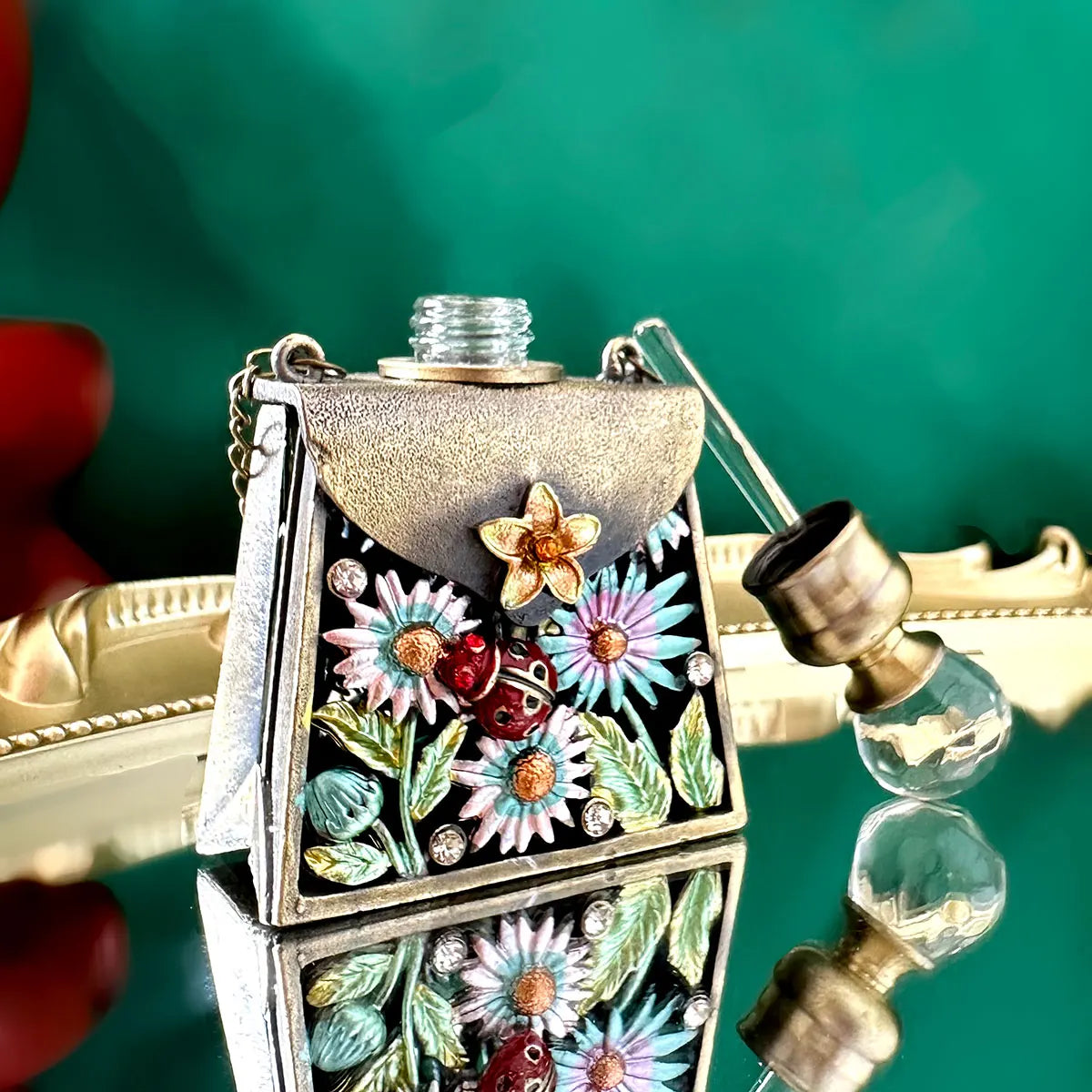 Lady Beetle Enamel Perfume Bottle