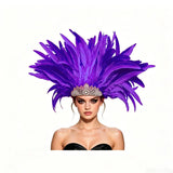 Venetian Carnivale Style Glitter Sequins Feather Crown Costume Headpeice