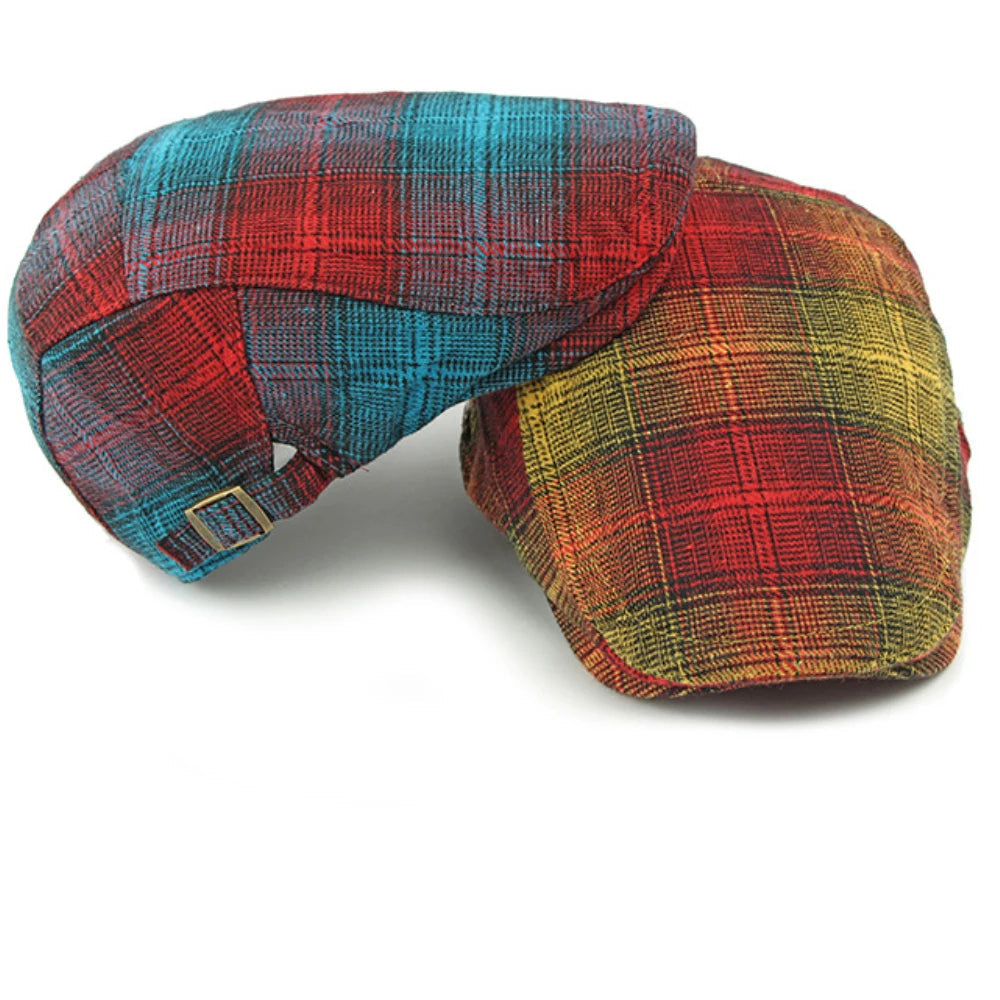 Bright Plaid Ivy Beret Caps