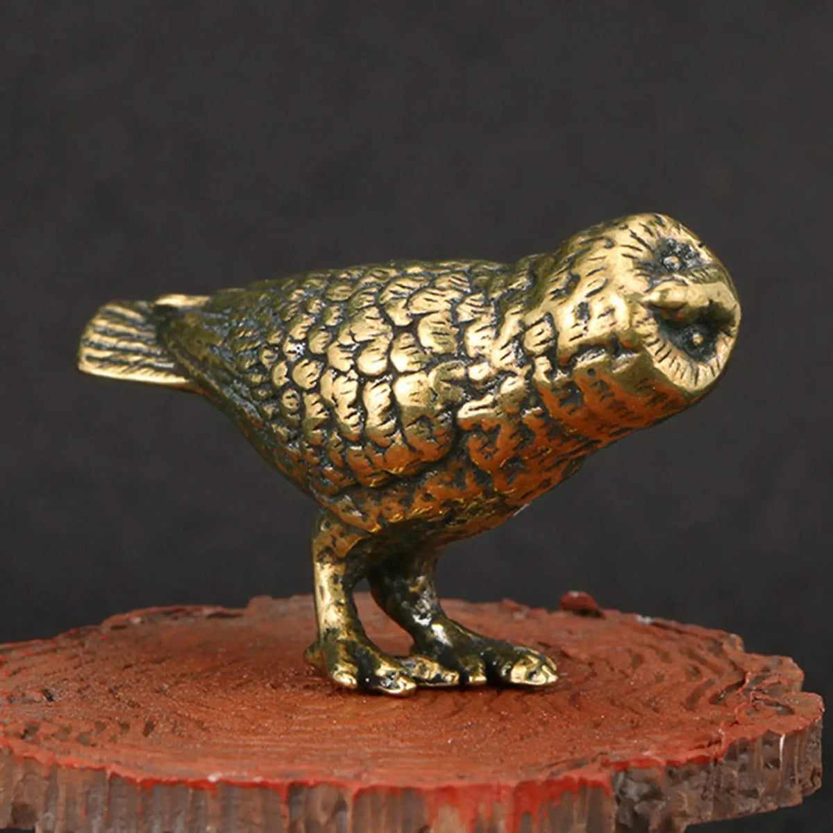 Curious Owl Figurine Brass Animal Desktop Figurine Tea Pet