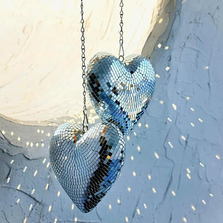 Heart-Shaped Disco Mirror Ball Decorations