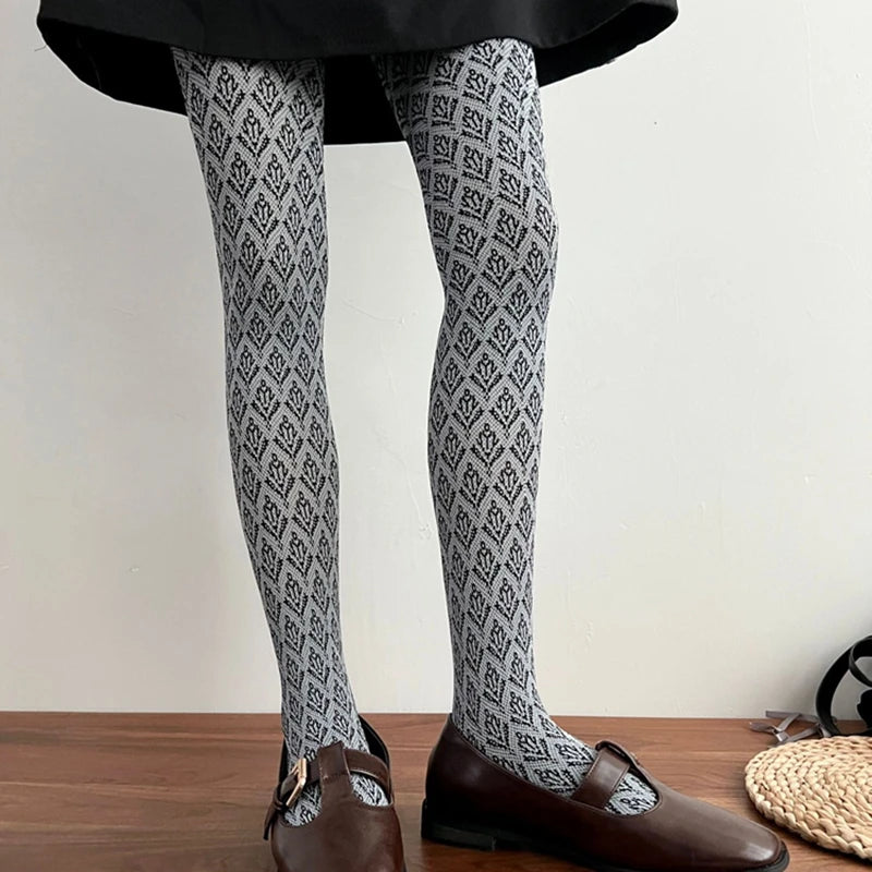 Velvety Jacquard Tights Pantyhose