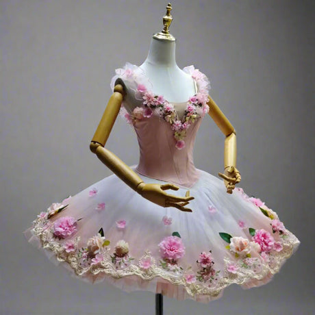 Spring Roses Custom Made High-end Professional Pancake Tutu Dress