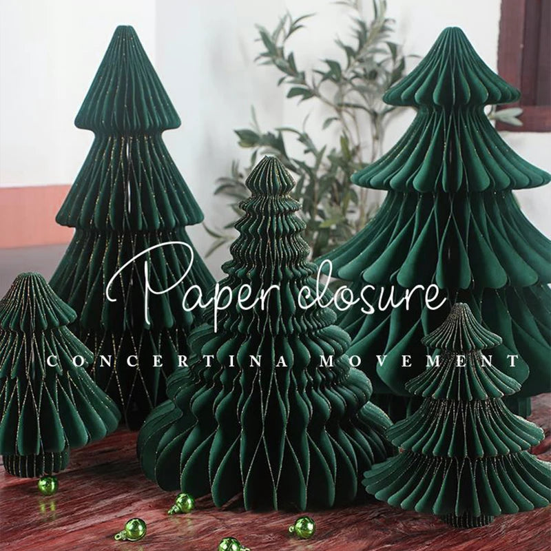 Christmas Paper Honeycomb Decorations Ball Folding Christmas Tree Table 3D Ornaments