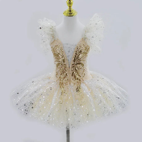 Golden Fae Professional Ballet Dress Contemporary Dance Performance Costumes