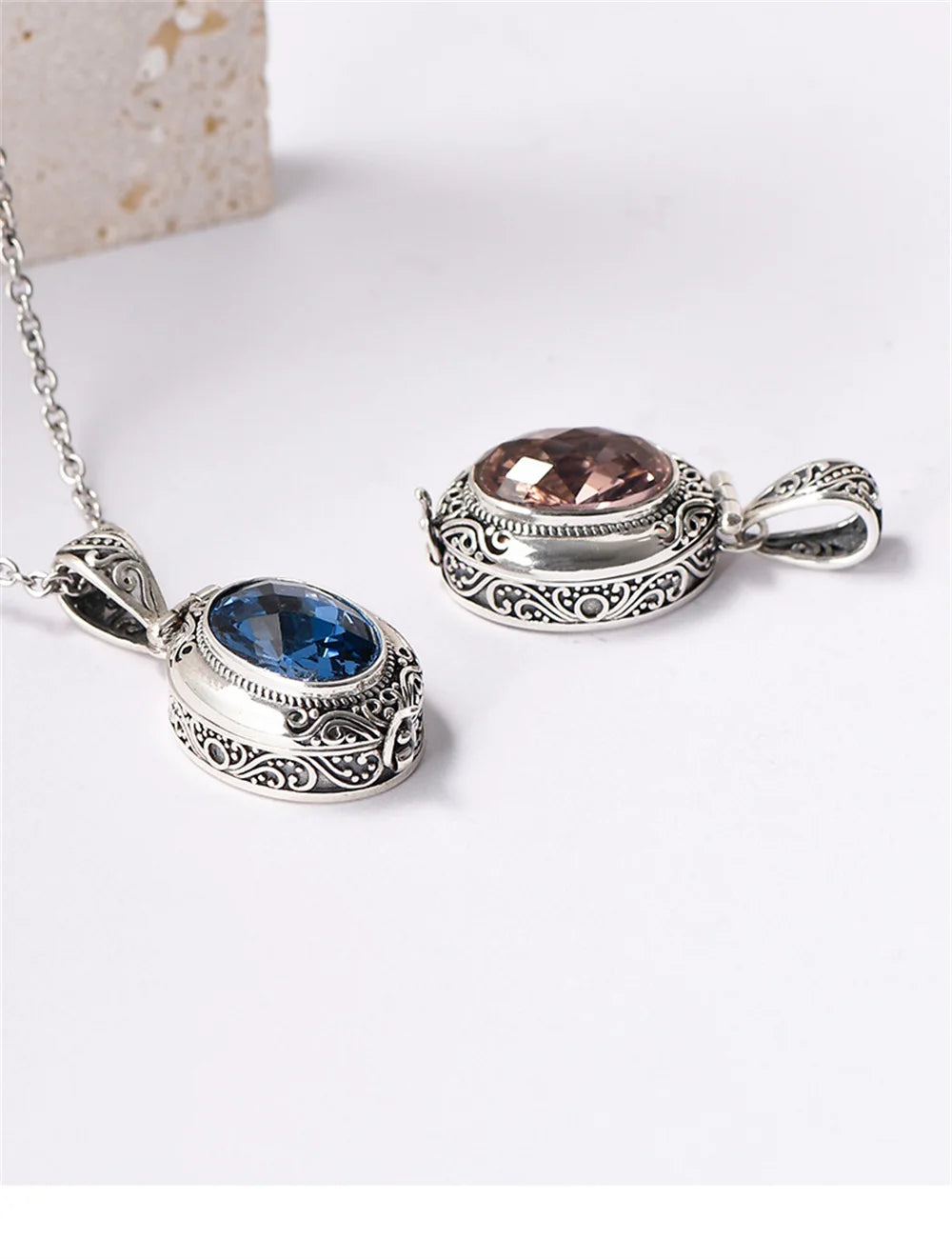 The Secret Keeper's S925 Sterling Silver Locket Pendant Zircon Crystal