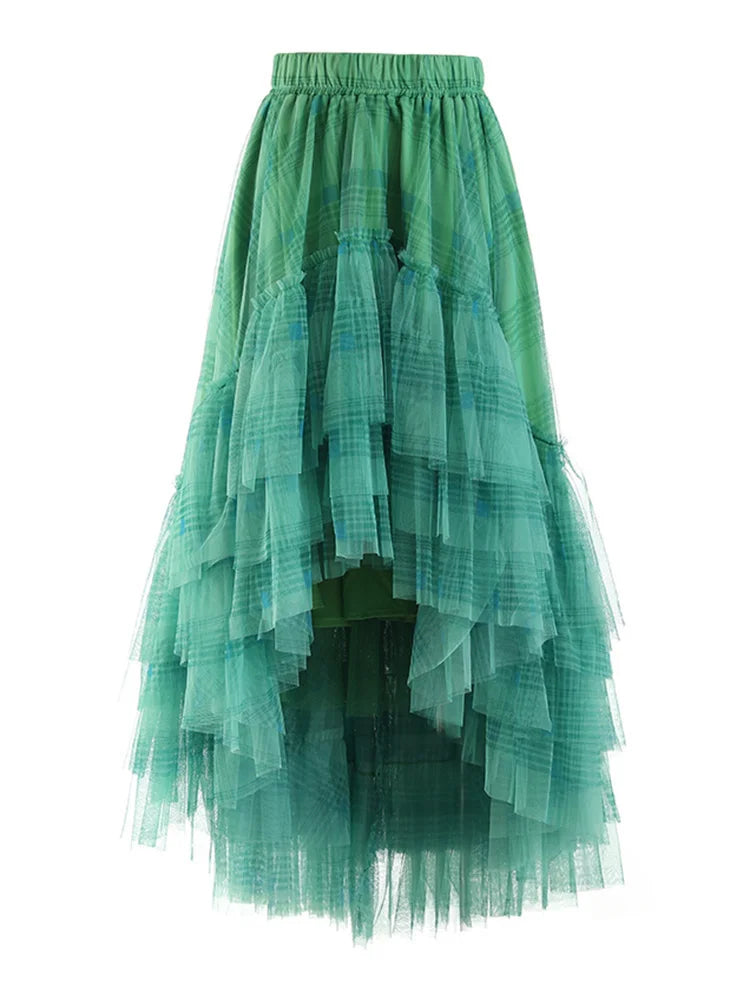 Curious Plaid Ruffle Skirt