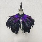 Gothic Feather Shawl Neck Collar Crow Costume Maleficent Cosplay