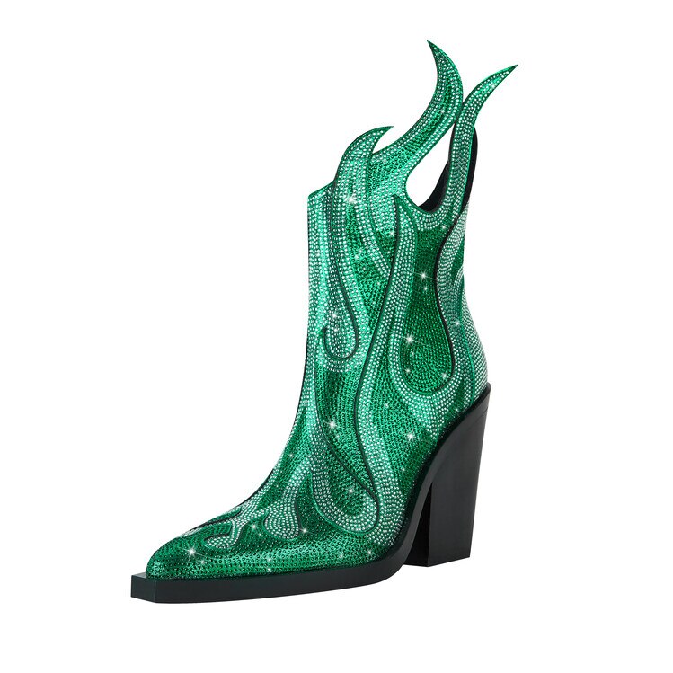 Flamin' Awesome Rhinestone Ankle Boots