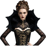 Black Red Velvet Victorian Collar Cape Gothic Vampire Cosplay Medieval Costume