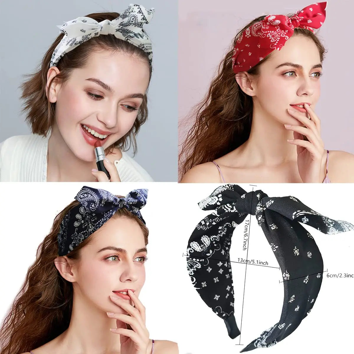 Paisley Bandana Top Knot Bow Headbands