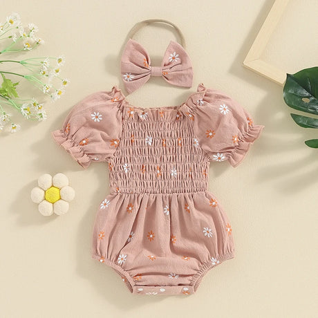 Valentines Day Easter St Patricks Christmas Baby Girls Heart Print Romper with Headband