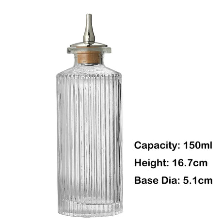 Cocktail Bitters Bottles Vintage Glass Design with Cork and Stainless Steel Dasher Tops