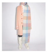 Colour Blocks Autumn Winter Plaid Scarves Imitation Cashmere Mohair