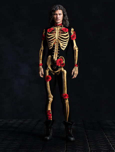 Skeleton Bodycon Jumpsuit Halloween Cosplay Costume Day Of The Dead Outfit