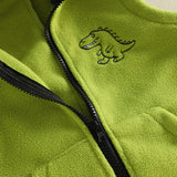 Dinosaur Fleece Vest Toddler Boy Hooded Cute Embroidery Full-Zip Sleeveless Jacket Coats Outerwear