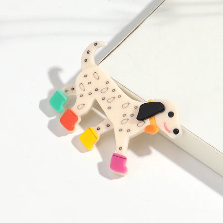 Acrylic Brooch Dalmatian Dog with Rainbow Wellingtons